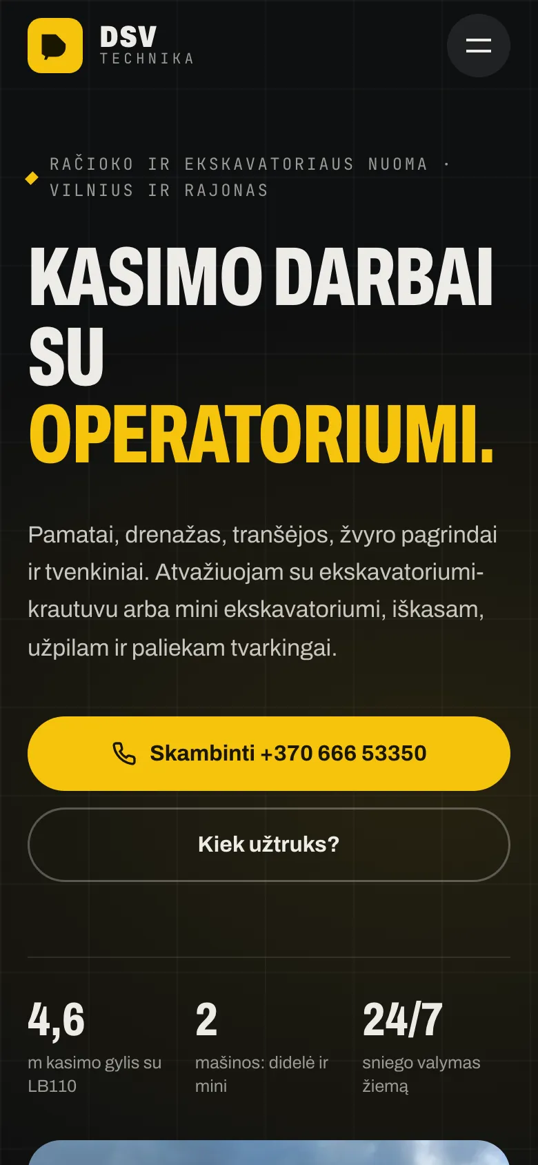 DSV technika pradžios puslapis telefone