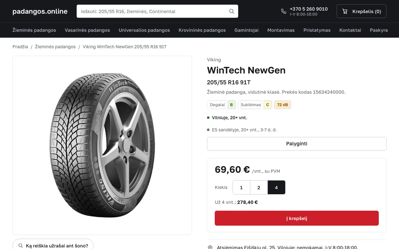Padangos puslapis: Viking WinTech NewGen 205/55 R16, etiketė, likutis Vilniuje ir ES sandėlyje, kaina už 4 vnt.
