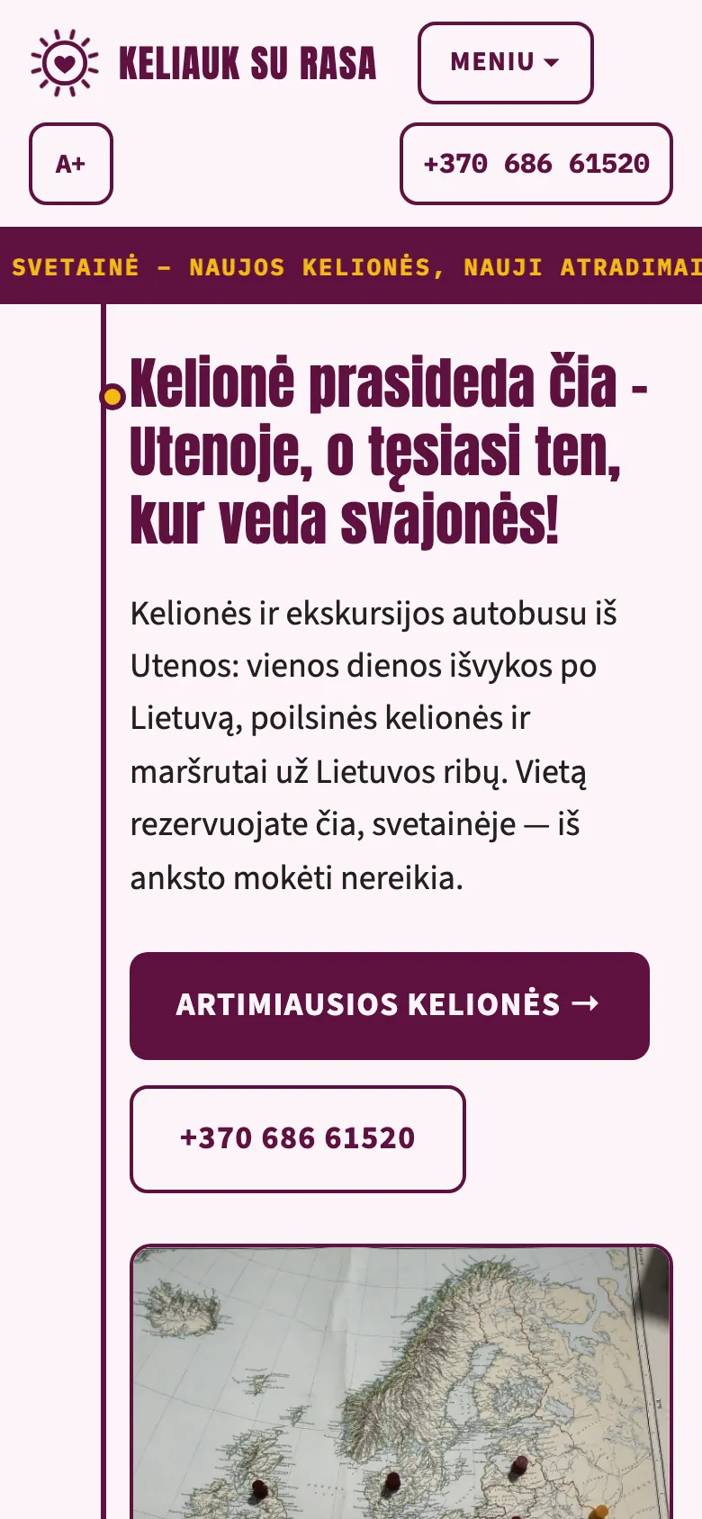 Keliauk su Rasa pradžios puslapis telefone