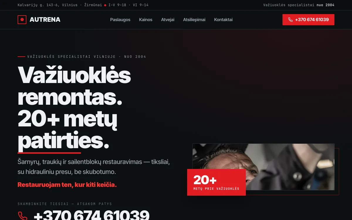 Važiuoklės remontas svetainės pradžios puslapis