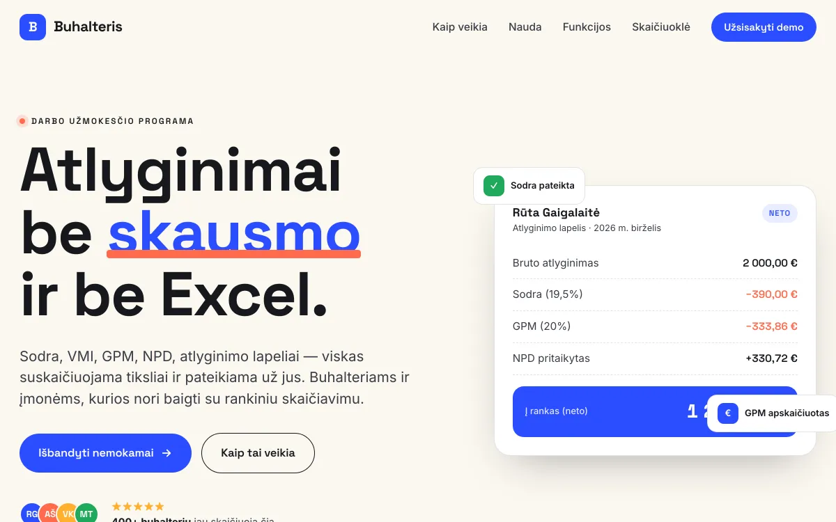 Atlyginimų programos pradžios puslapis: Kontrasto kryptis