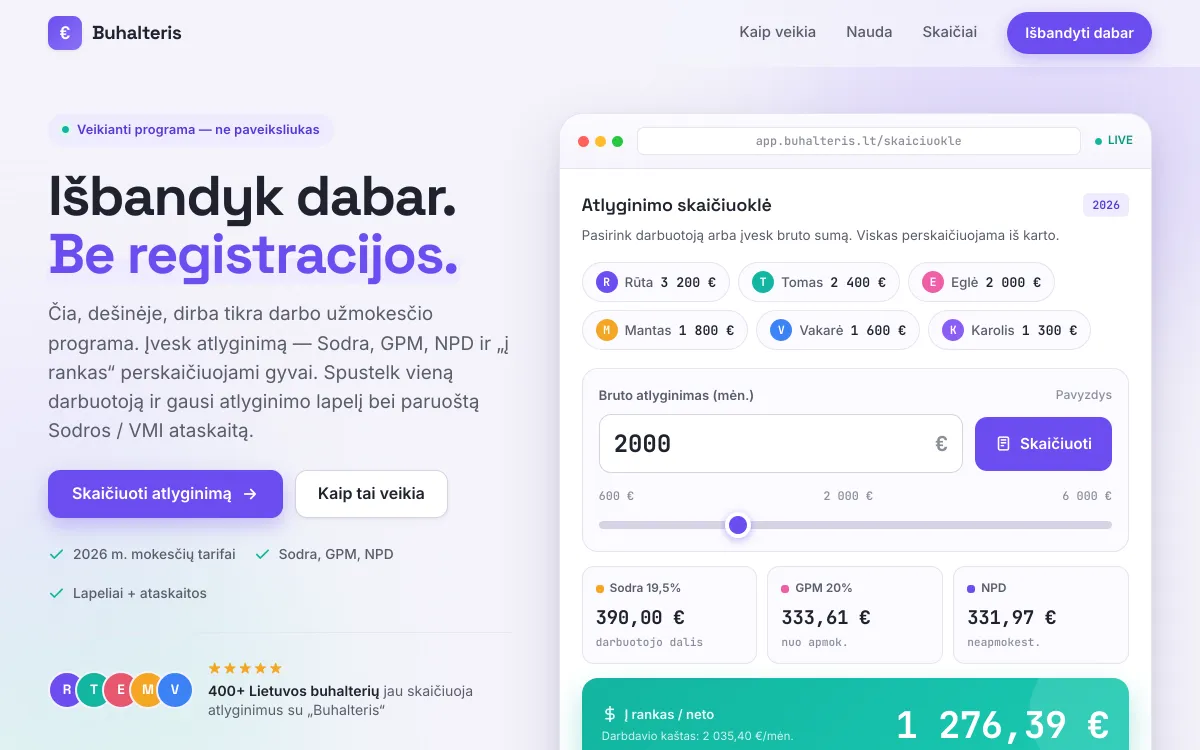 Atlyginimų programos pradžios puslapis: Smėlio dėžės kryptis