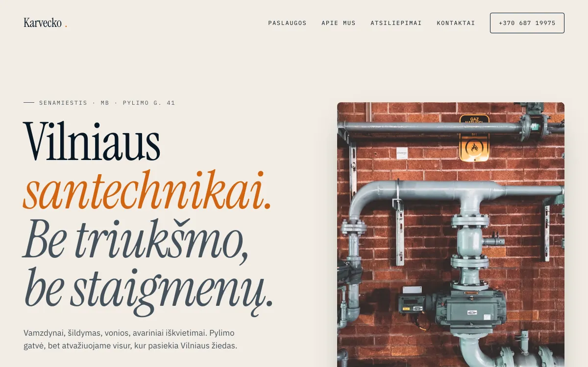 Santechnikos meistrai svetainės pradžios puslapis