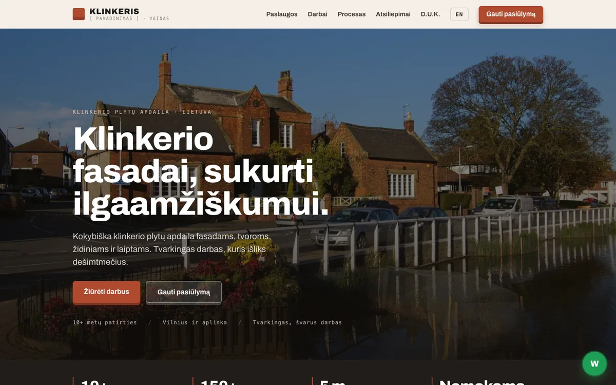 Klinkeris svetainės pradžios puslapis