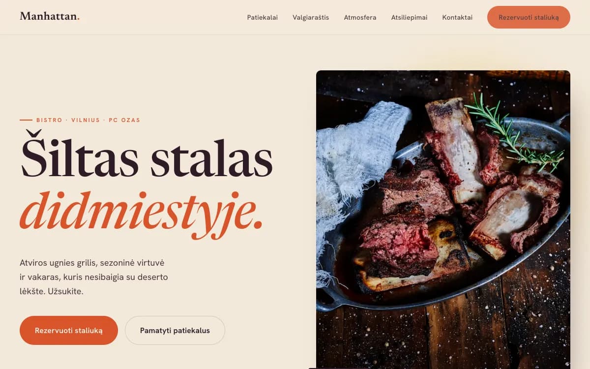 Bistro prekybos centre svetainės pradžios puslapis