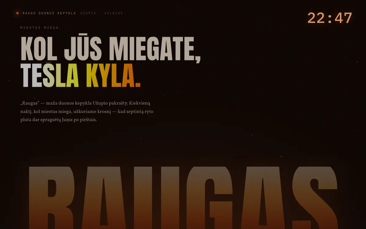 RAUGAS svetainės pradžios puslapis